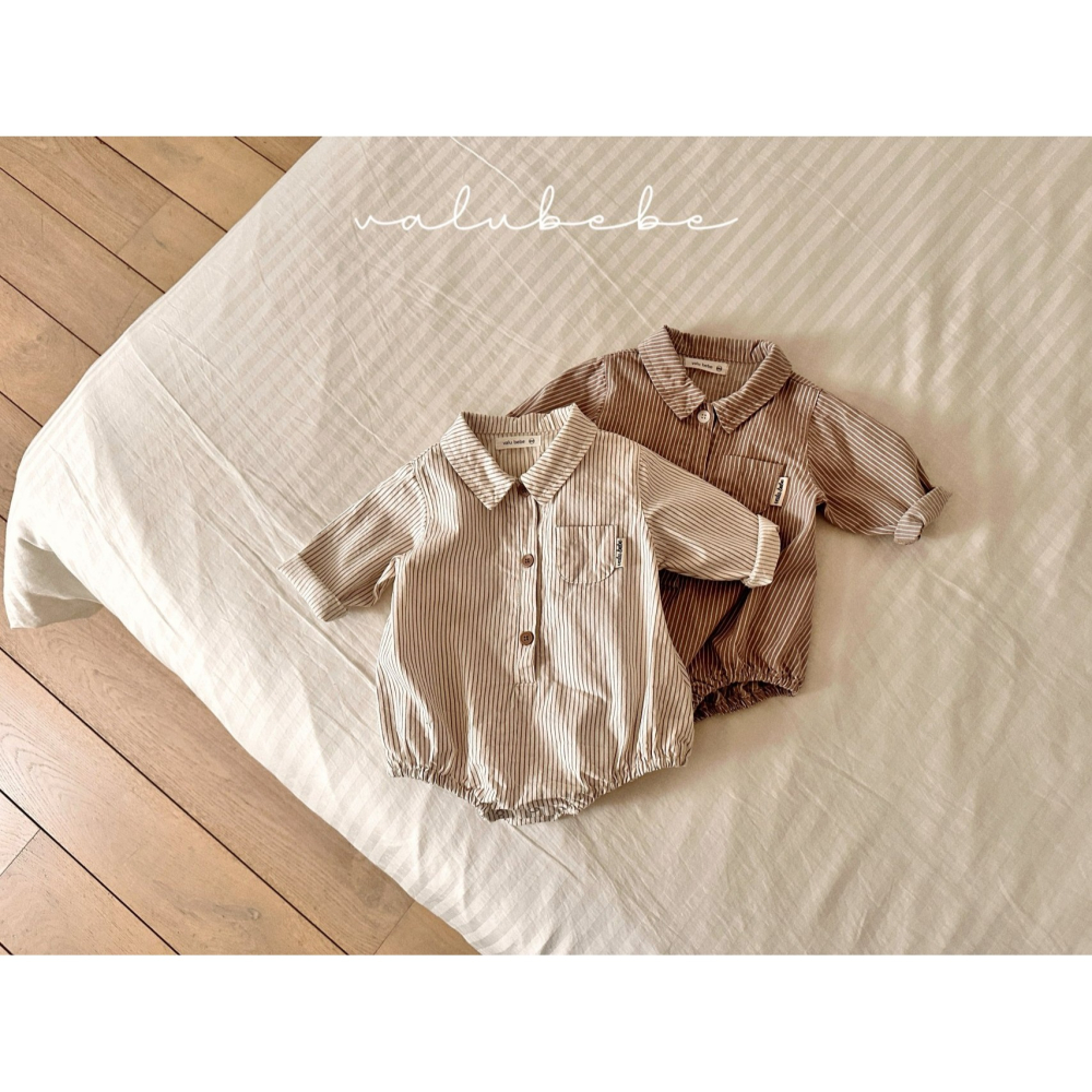 Valubebe 包屁衣 벨루베베 스트라이프셔츠슈트-細節圖3