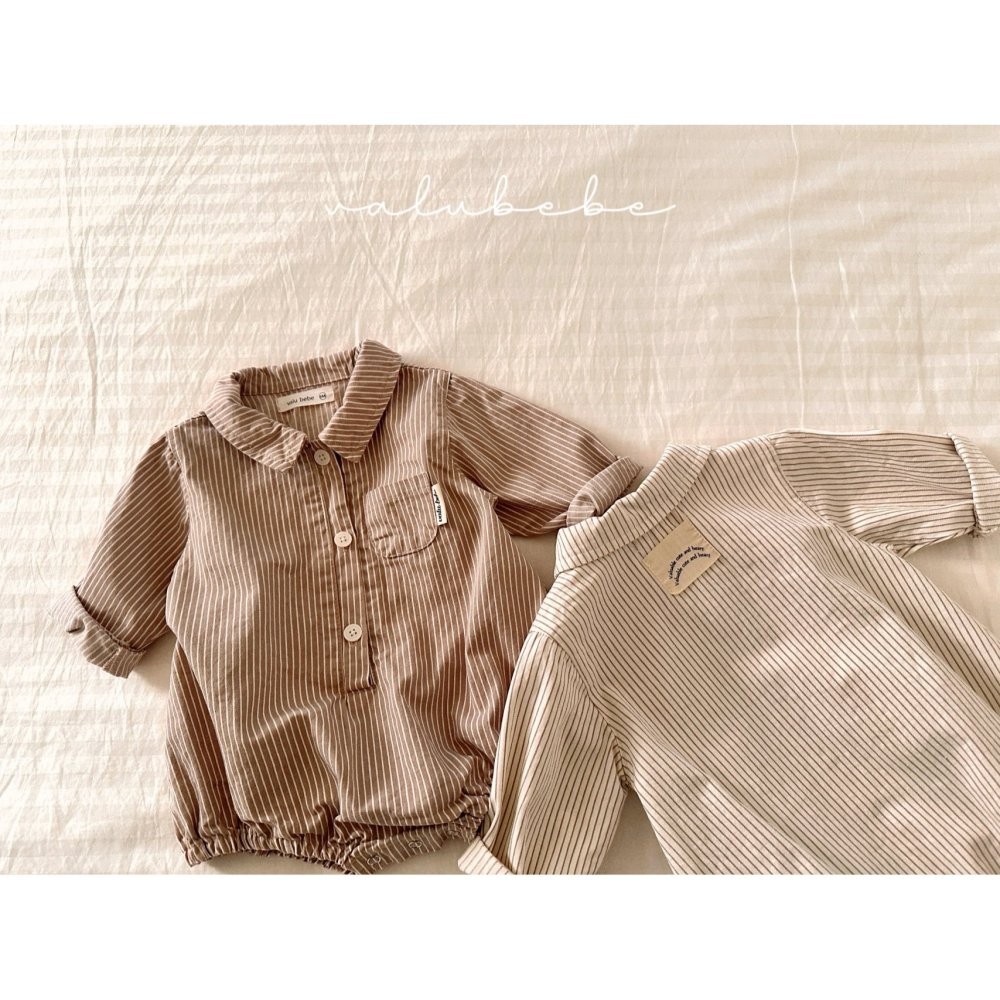 Valubebe 包屁衣 벨루베베 스트라이프셔츠슈트-細節圖4