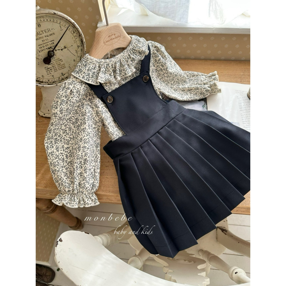 Monbebe 裙子 몽베베 엠마주름멜빵스커트-細節圖2