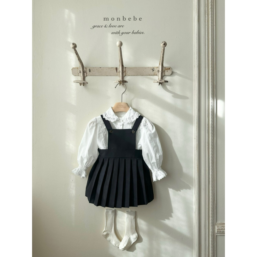 Monbebe 裙子 몽베베 엠마주름멜빵스커트-細節圖3