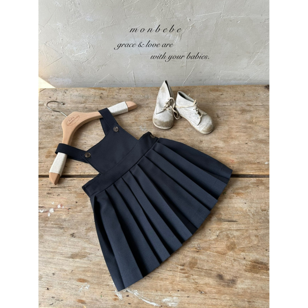 Monbebe 裙子 몽베베 엠마주름멜빵스커트-細節圖7