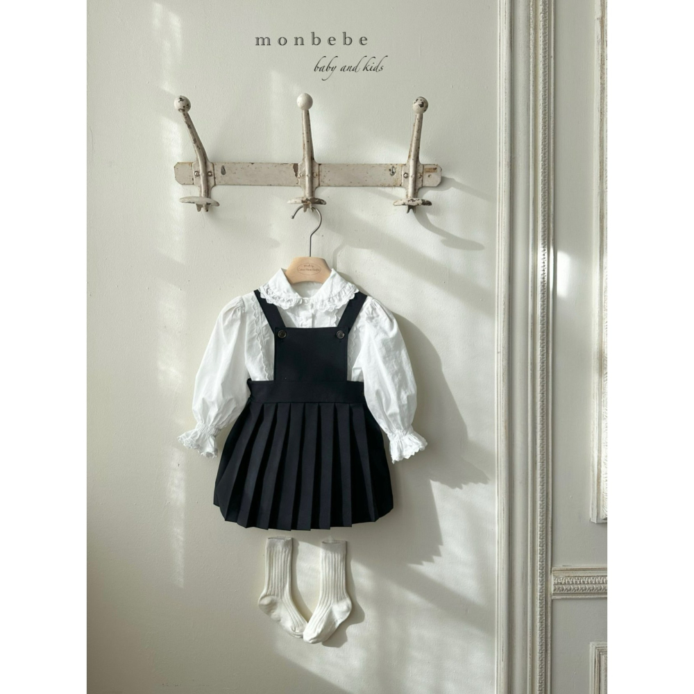 Monbebe 裙子 몽베베 엠마주름멜빵스커트-細節圖9