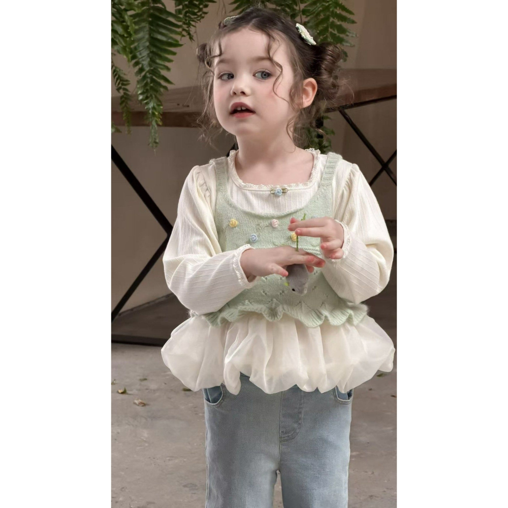 Aiai 背心 아이아이 봄)뽀송큐티니트베스트-細節圖2