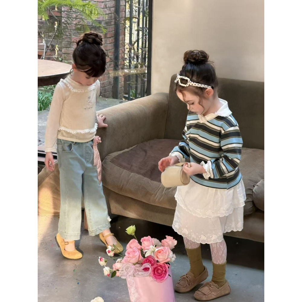 Aiai 上衣 아이아이 봄)슈가스트라이프티셔츠-細節圖3