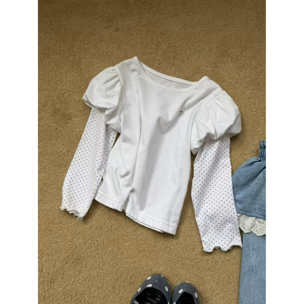 Aiai 上衣 아이아이 봄)엔젤화이트퍼프티-細節圖6