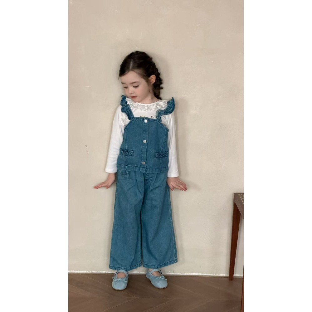 Aiai 上下 套裝 아이아이 봄)와이드프릴데님상하세트-細節圖3