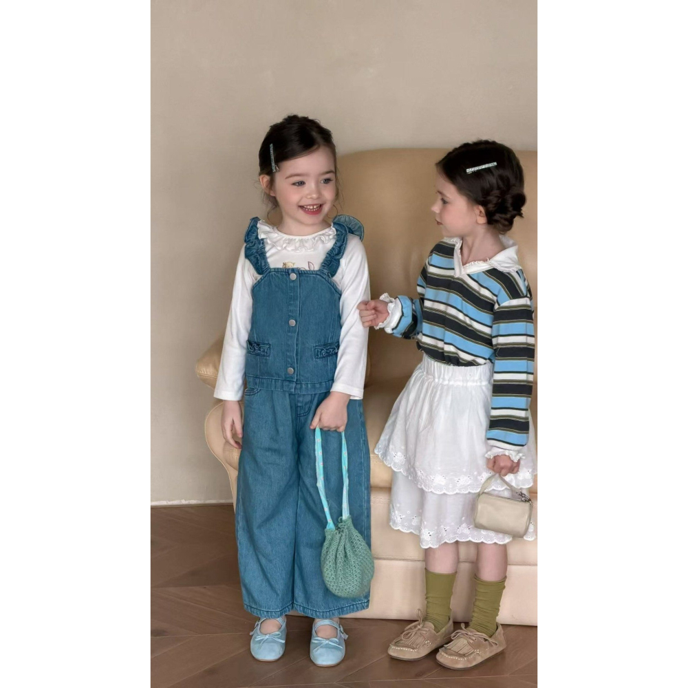 Aiai 上下 套裝 아이아이 봄)와이드프릴데님상하세트-細節圖4