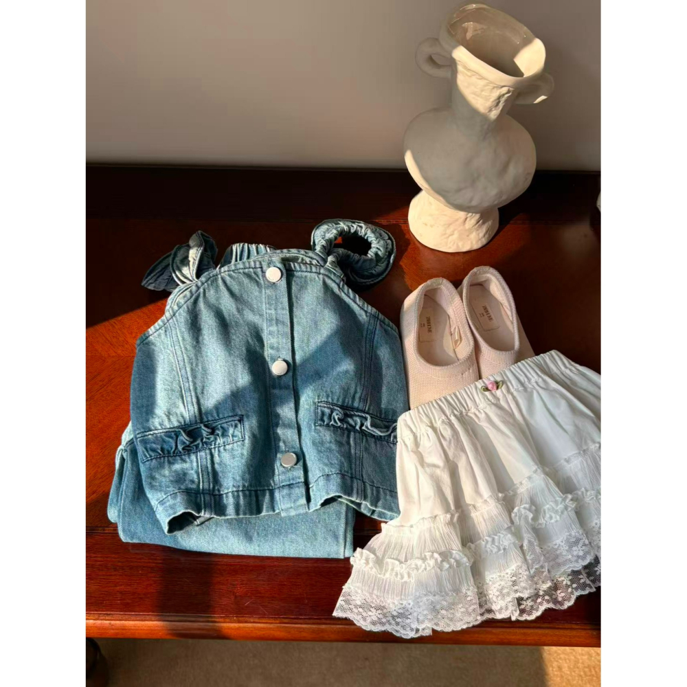 Aiai 上下 套裝 아이아이 봄)와이드프릴데님상하세트-細節圖9