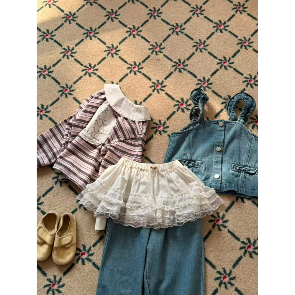 Aiai 上下 套裝 아이아이 봄)와이드프릴데님상하세트-細節圖10