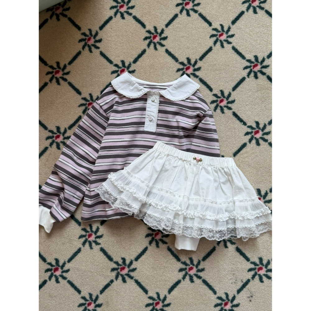 Aiai 上衣 아이아이 봄)체리라인카라티셔츠-細節圖10