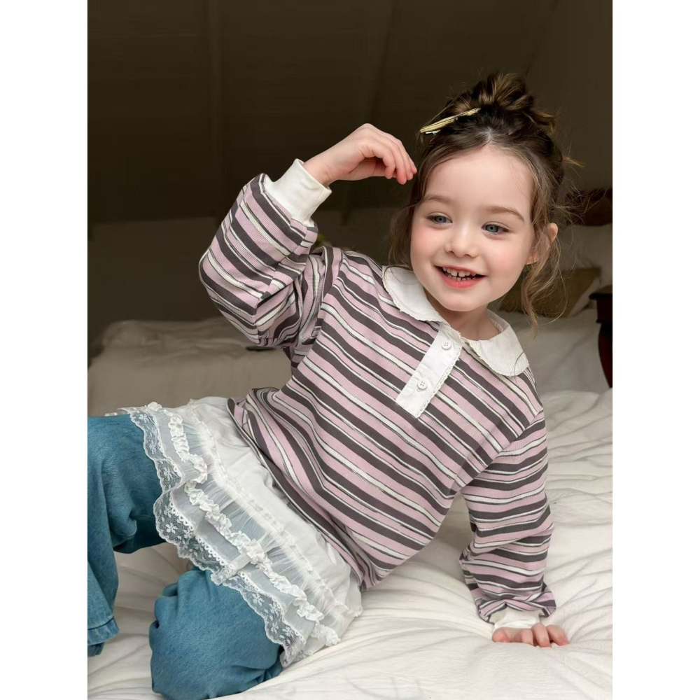 Aiai 上衣 아이아이 봄)체리라인카라티셔츠-細節圖11