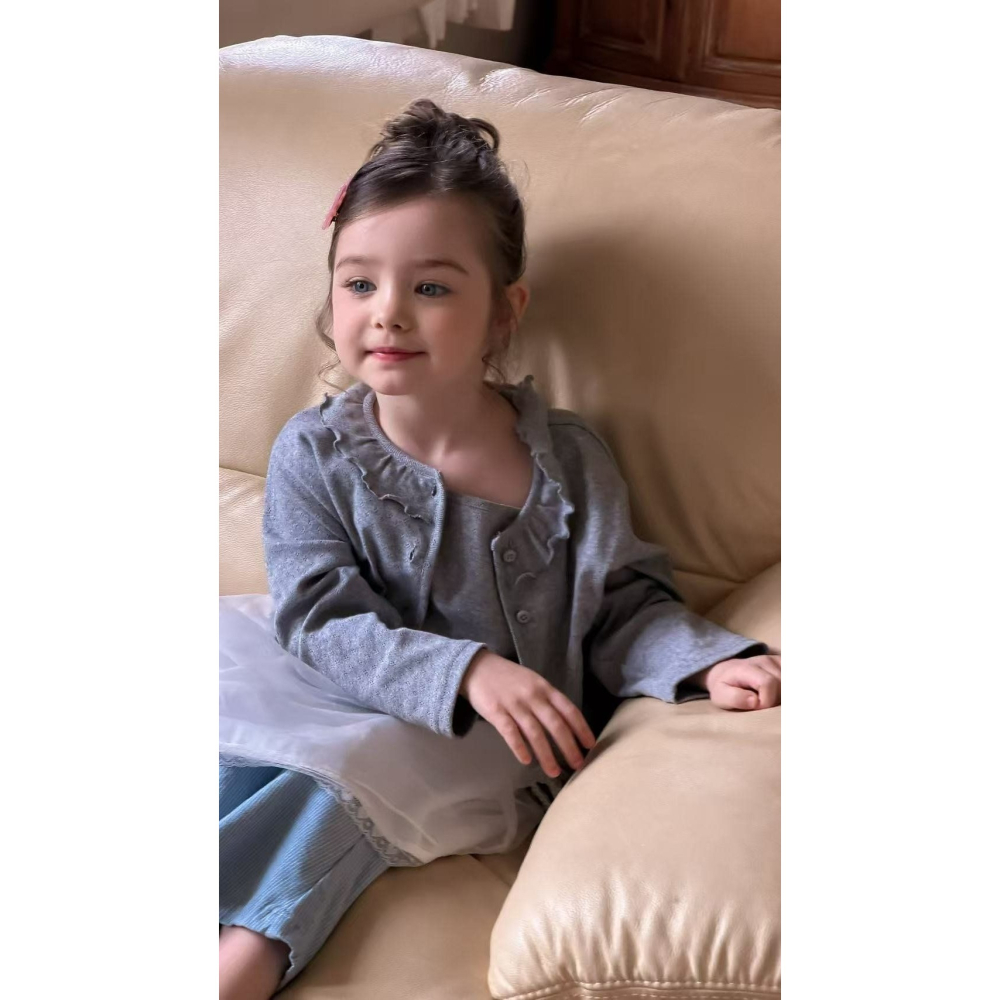 Aiai 開襟衫 아이아이 봄)포니프릴코튼가디건나시세트-細節圖7