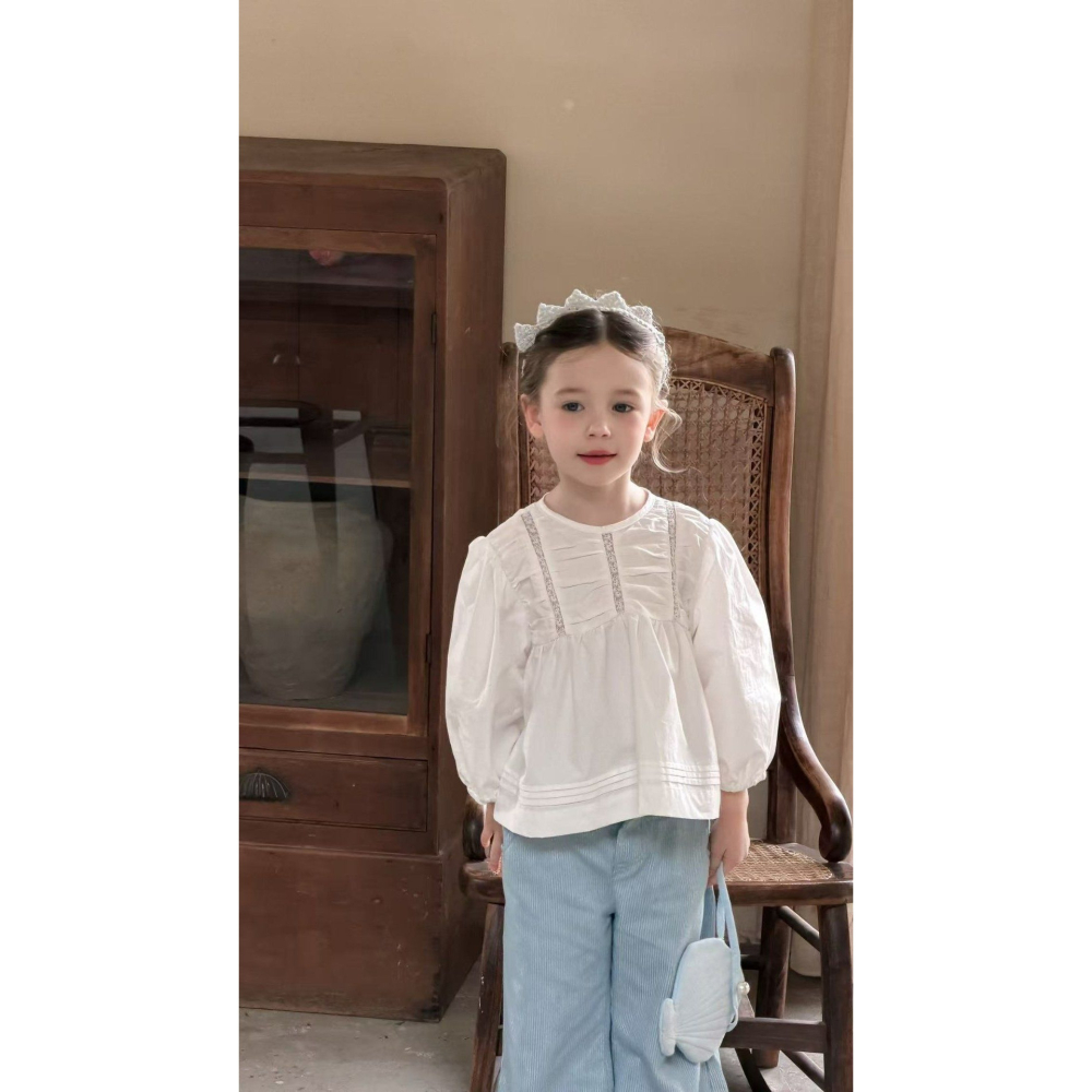 Aiai 上衣 아이아이 봄)화이트버블블라우스-細節圖4