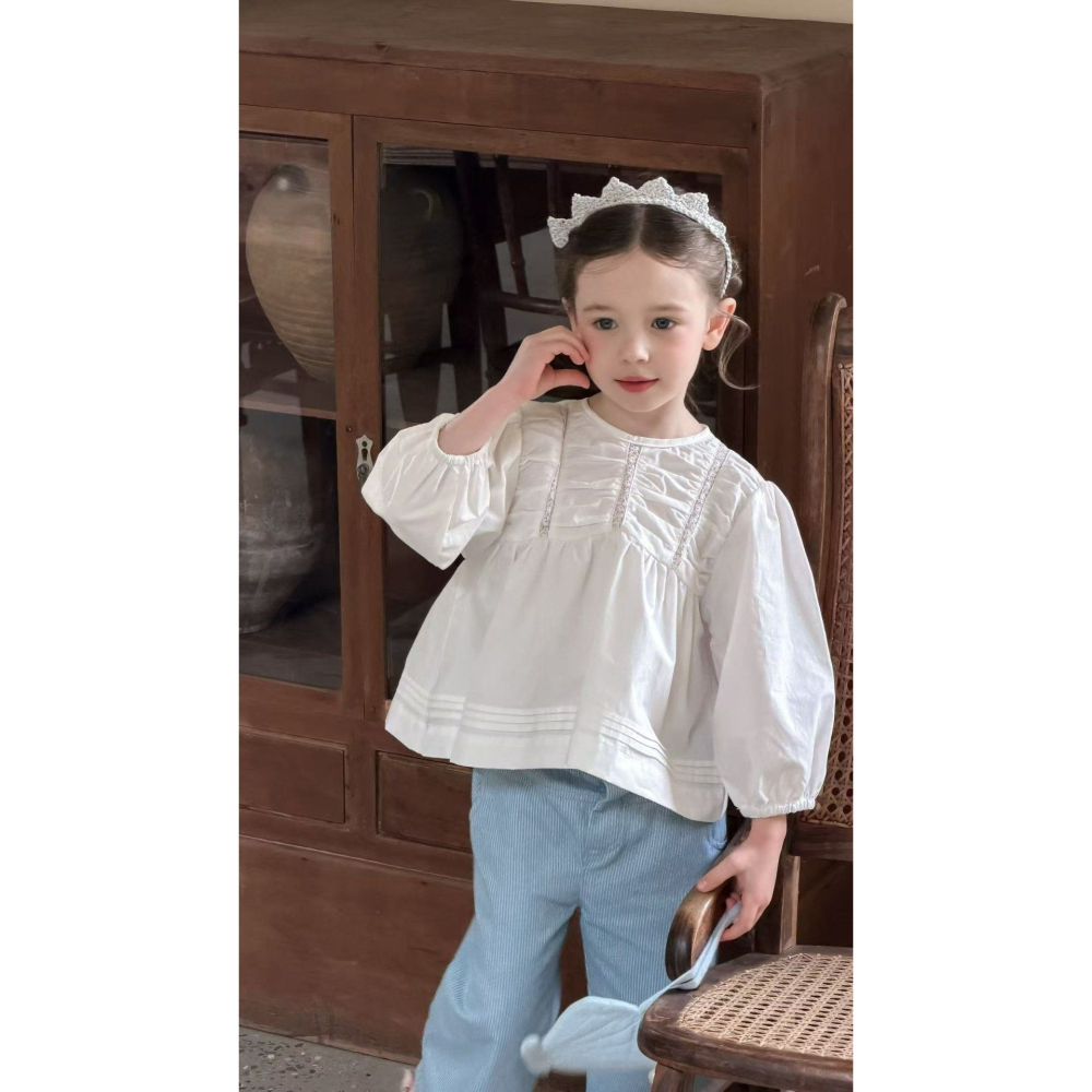 Aiai 上衣 아이아이 봄)화이트버블블라우스-細節圖6