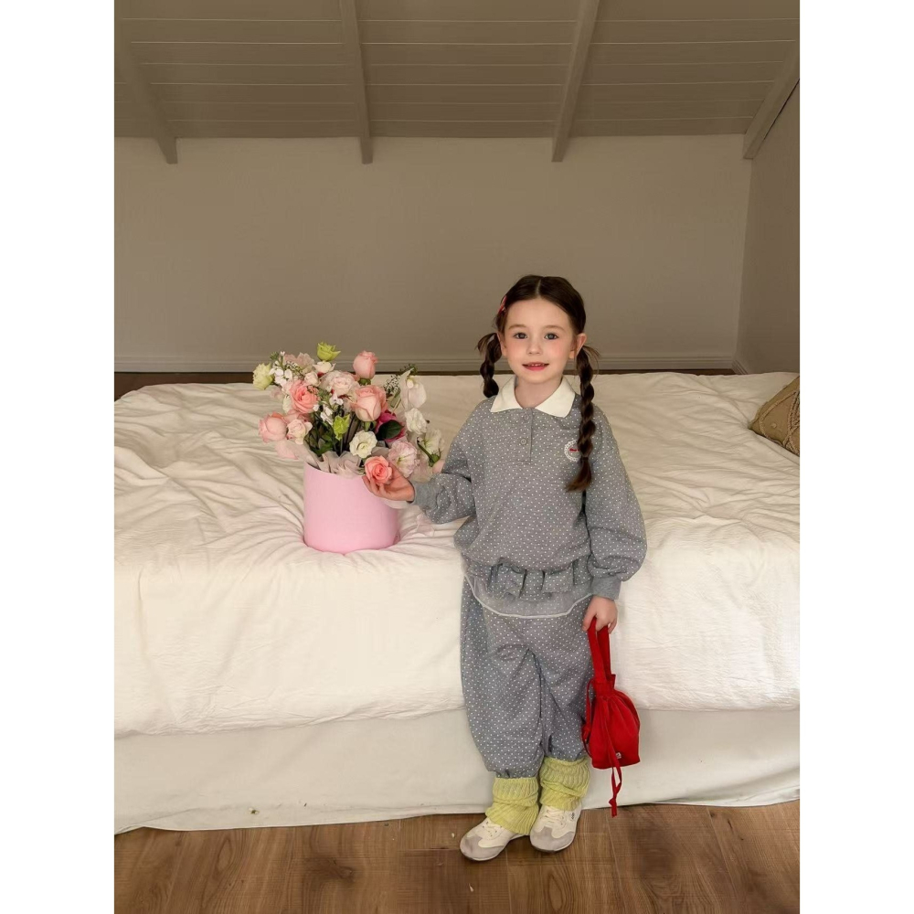 Aiai 上下 套裝 아이아이 봄)그레이슈도트상하세트-細節圖9