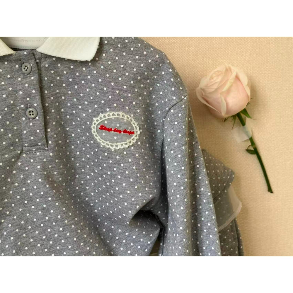 Aiai 上下 套裝 아이아이 봄)그레이슈도트상하세트-細節圖10