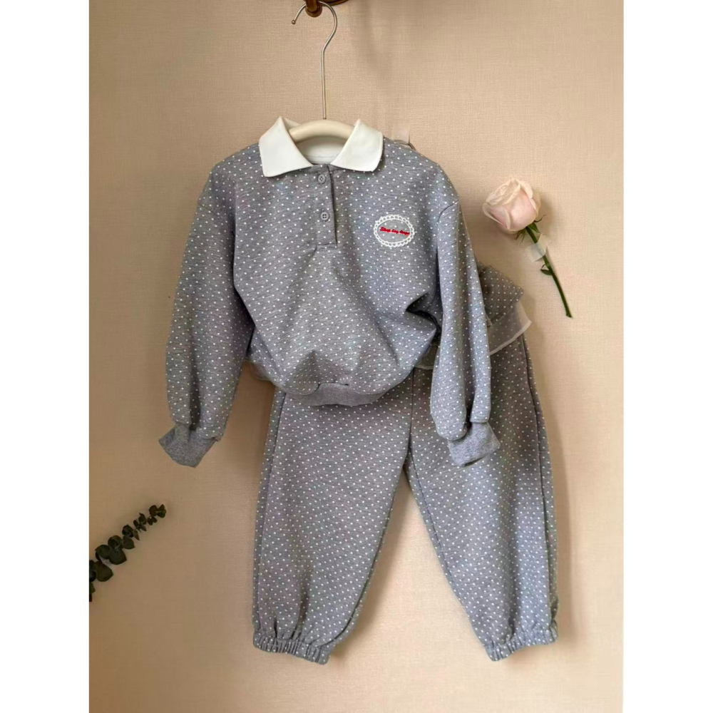 Aiai 上下 套裝 아이아이 봄)그레이슈도트상하세트-細節圖11