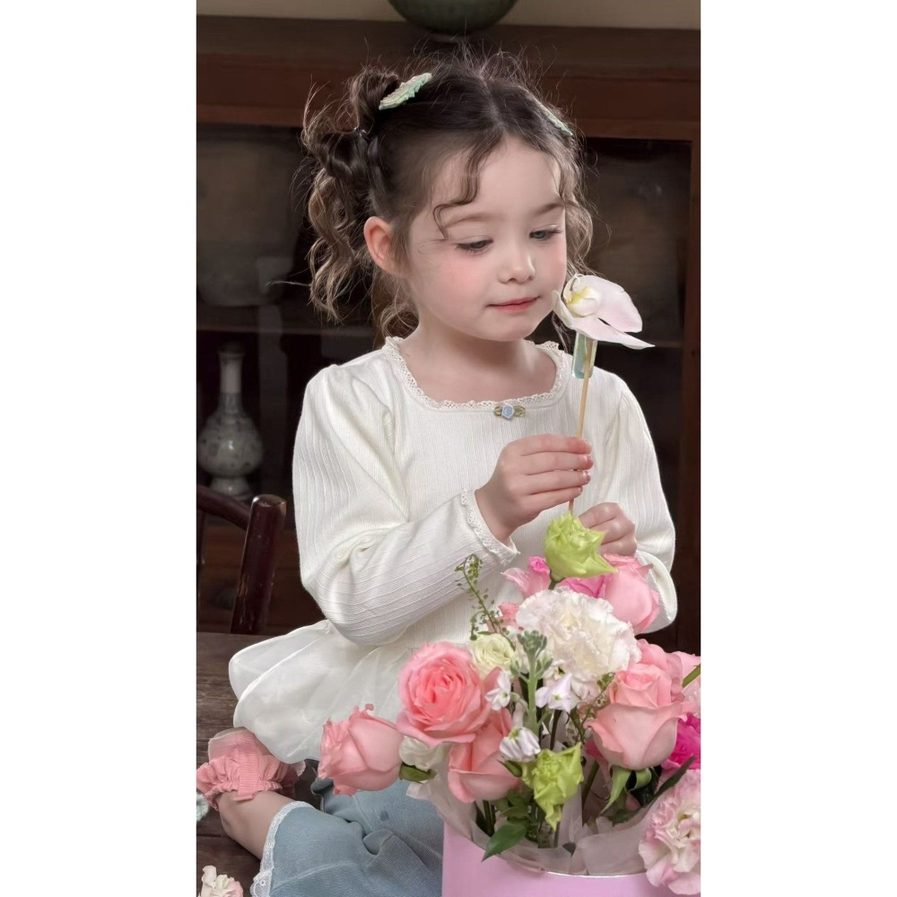 Aiai 上衣 아이아이 봄)베이비샤방로즈티-細節圖4