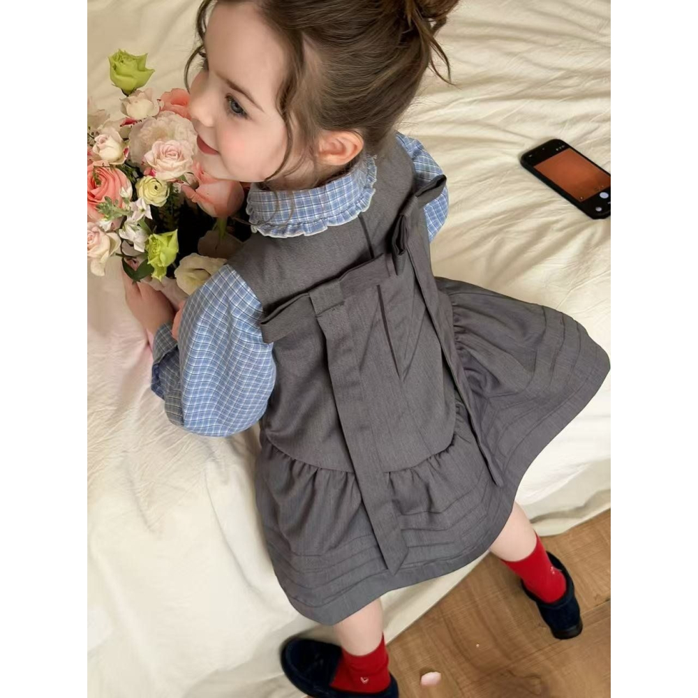 Aiai 上衣 아이아이 봄)블루밍체크블라우스-細節圖2