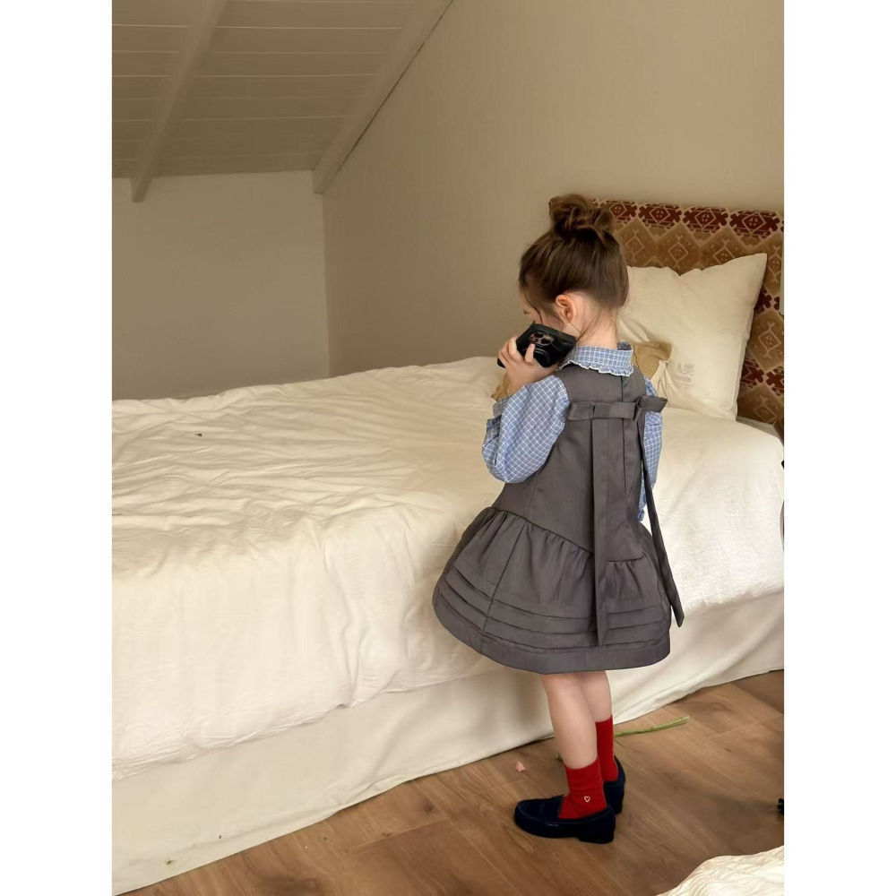 Aiai 上衣 아이아이 봄)블루밍체크블라우스-細節圖3