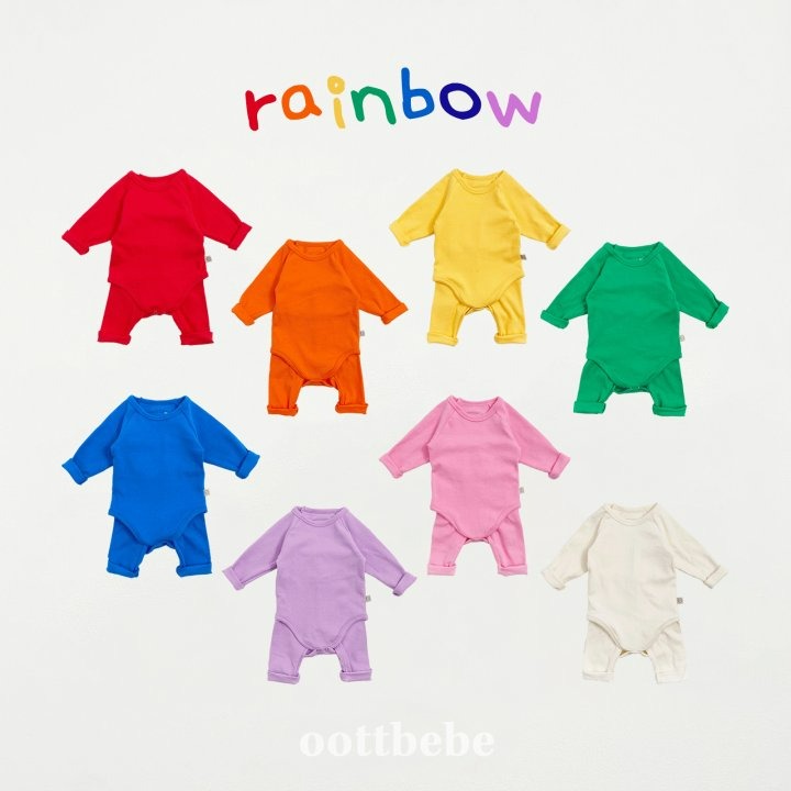 Oottbebe 套裝 包屁衣+內搭褲 오뜨베베 레인보우슈트세트-細節圖4