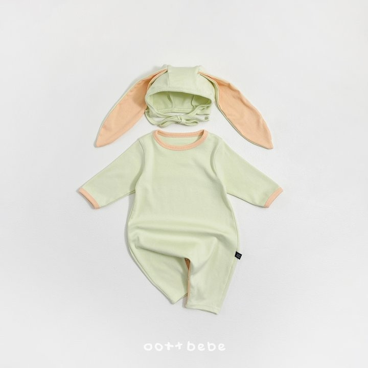Oottbebe 套裝 包屁衣+帽子 오뜨베베 모달하트전신슈트+토끼보넷세트-細節圖5