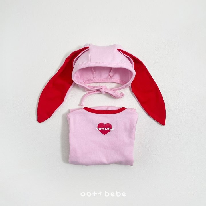 Oottbebe 套裝 包屁衣+帽子 오뜨베베 모달하트전신슈트+토끼보넷세트-細節圖8