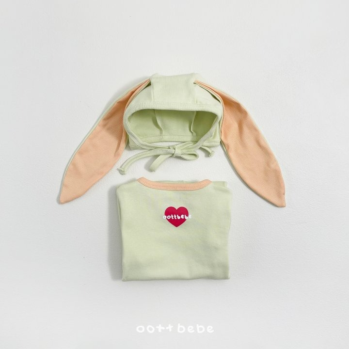 Oottbebe 套裝 包屁衣+帽子 오뜨베베 모달하트전신슈트+토끼보넷세트-細節圖9