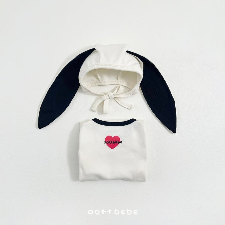 Oottbebe 套裝 包屁衣+帽子 오뜨베베 모달하트전신슈트+토끼보넷세트-細節圖10