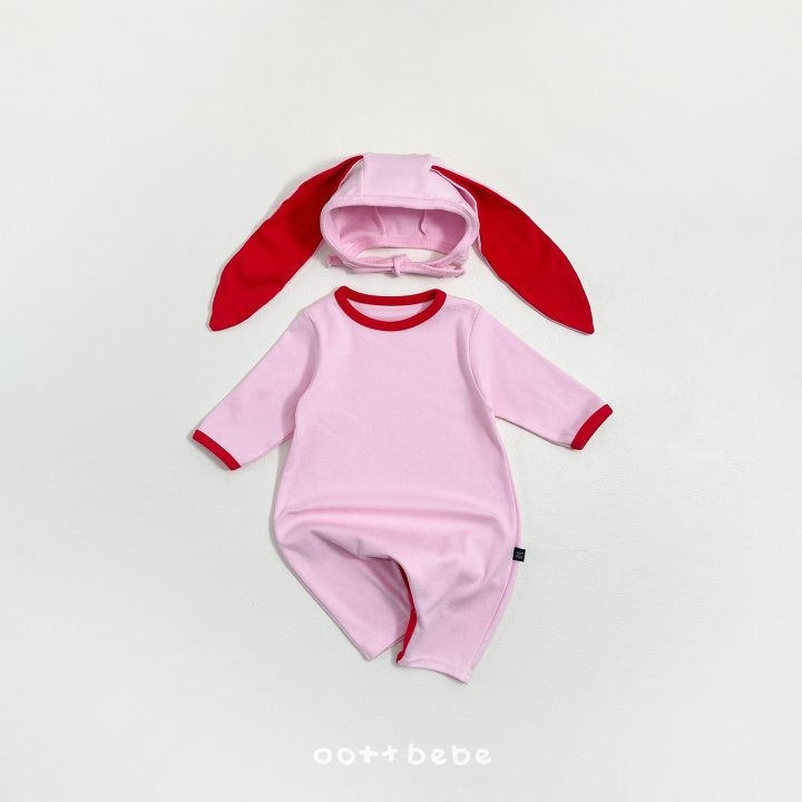 Oottbebe 套裝 包屁衣+帽子 오뜨베베 모달하트전신슈트+토끼보넷세트-規格圖11