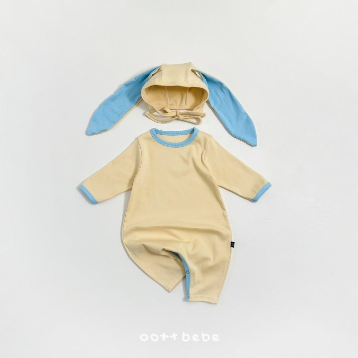 Oottbebe 套裝 包屁衣+帽子 오뜨베베 모달하트전신슈트+토끼보넷세트-規格圖11