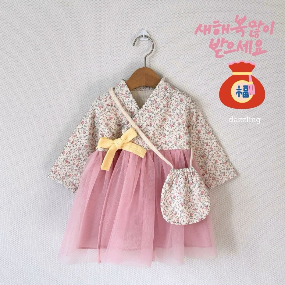 韓國製 春季櫻花韓服套組 (韓服+包包) 로지한복-細節圖2