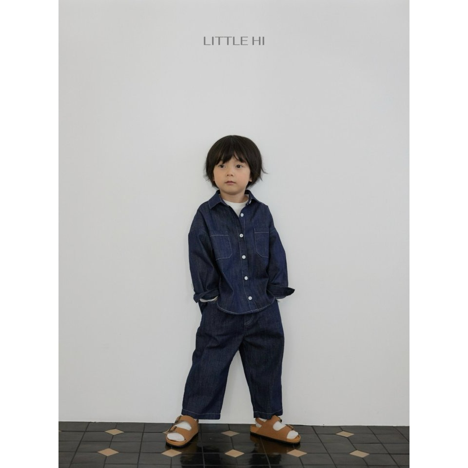 LITTLE HI 上衣 리틀하이 슬랍데님남방-細節圖3