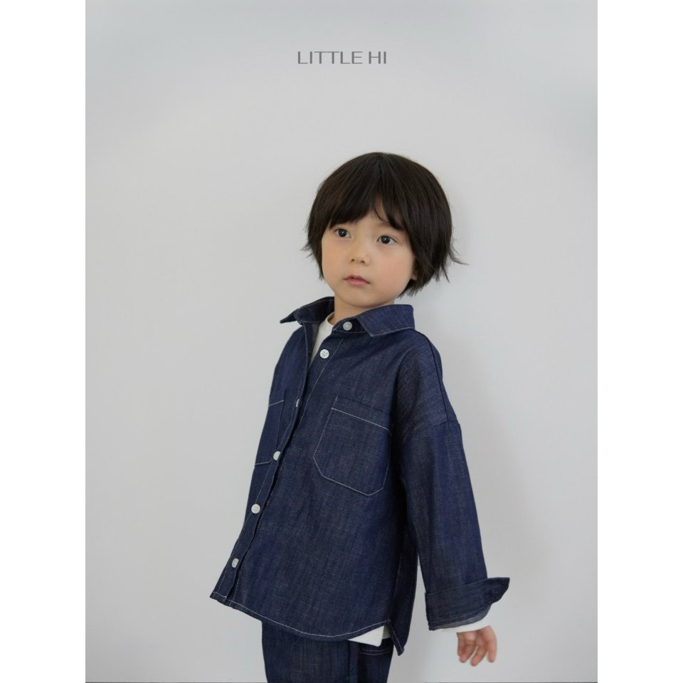 LITTLE HI 上衣 리틀하이 슬랍데님남방-細節圖4