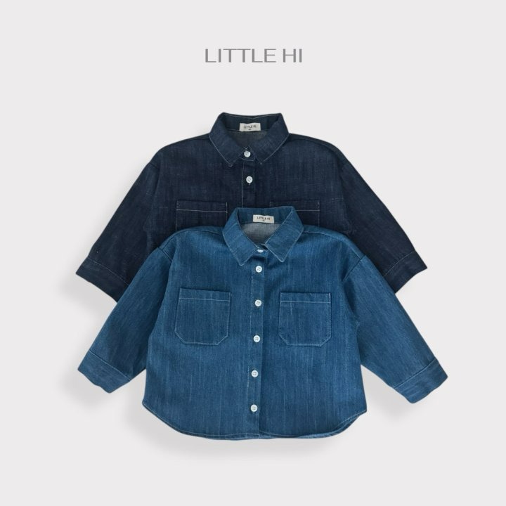 LITTLE HI 上衣 리틀하이 슬랍데님남방-細節圖6