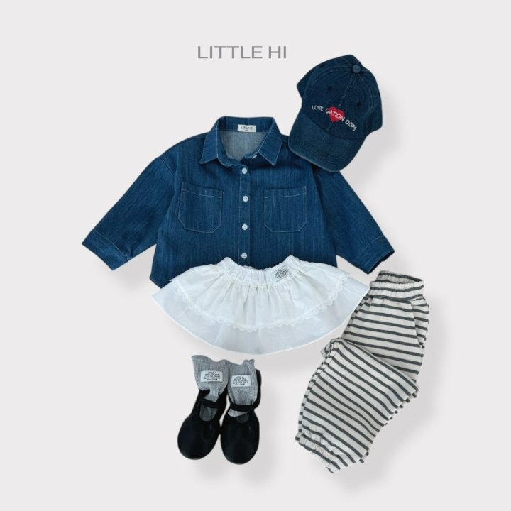 LITTLE HI 上衣 리틀하이 슬랍데님남방-細節圖9