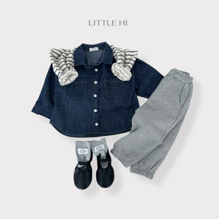 LITTLE HI 上衣 리틀하이 슬랍데님남방-細節圖10