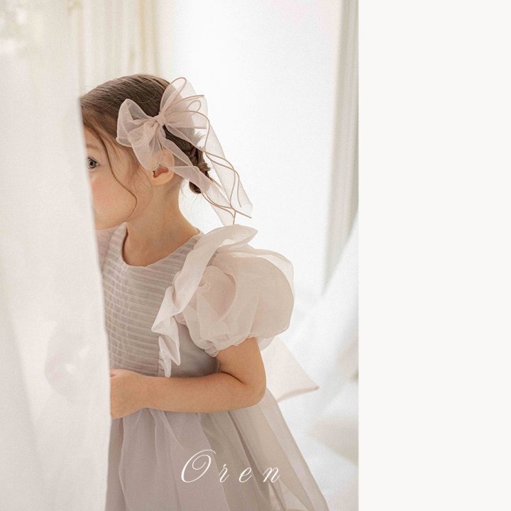 Oren 洋裝 오렌 세레나핀턱오간자원피스키즈-細節圖2