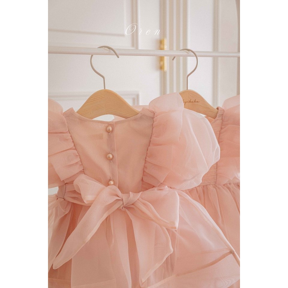 Oren 洋裝 오렌 세레나핀턱오간자원피스키즈-細節圖4