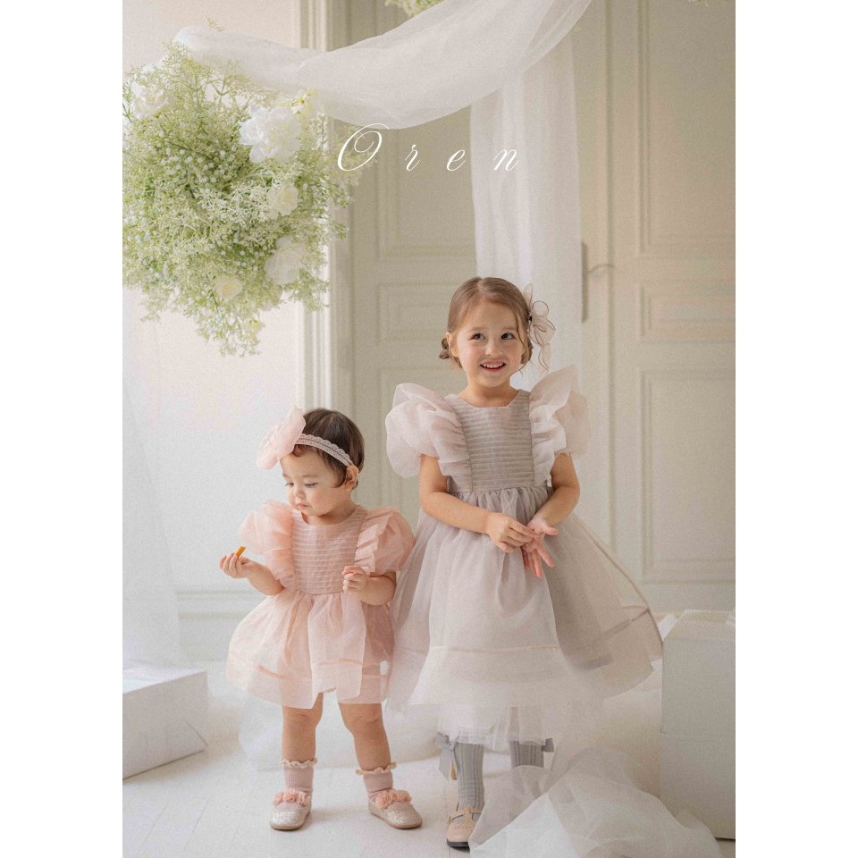 Oren 洋裝 오렌 세레나핀턱오간자원피스키즈-細節圖6