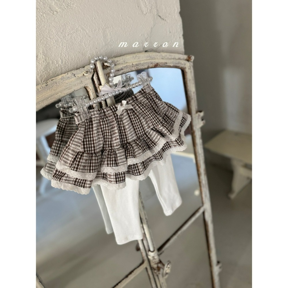 Marron 褲裙 마론 체크튜튜치랭스-細節圖2