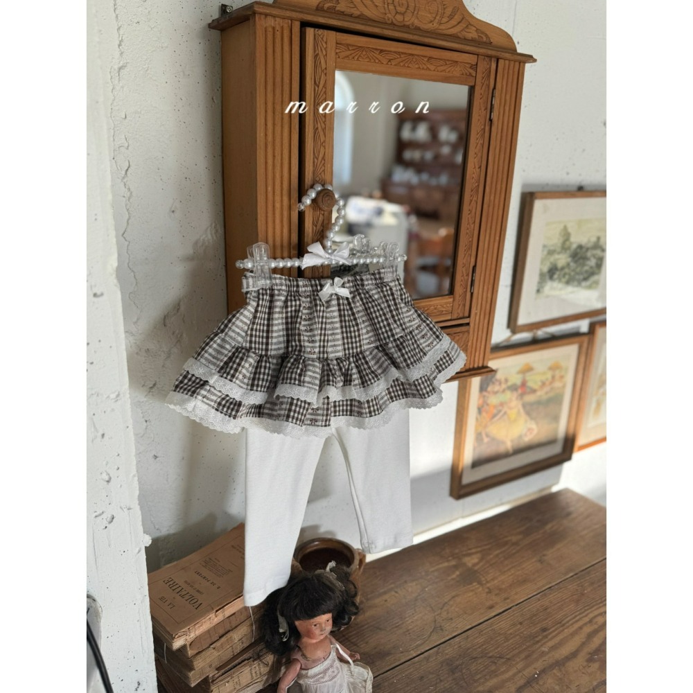 Marron 褲裙 마론 체크튜튜치랭스-細節圖3