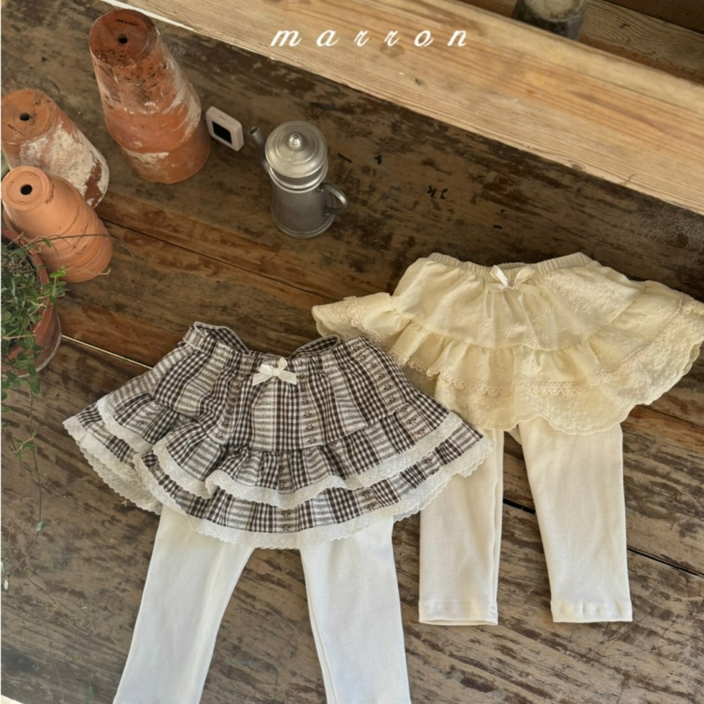 Marron 褲裙 마론 체크튜튜치랭스-細節圖5