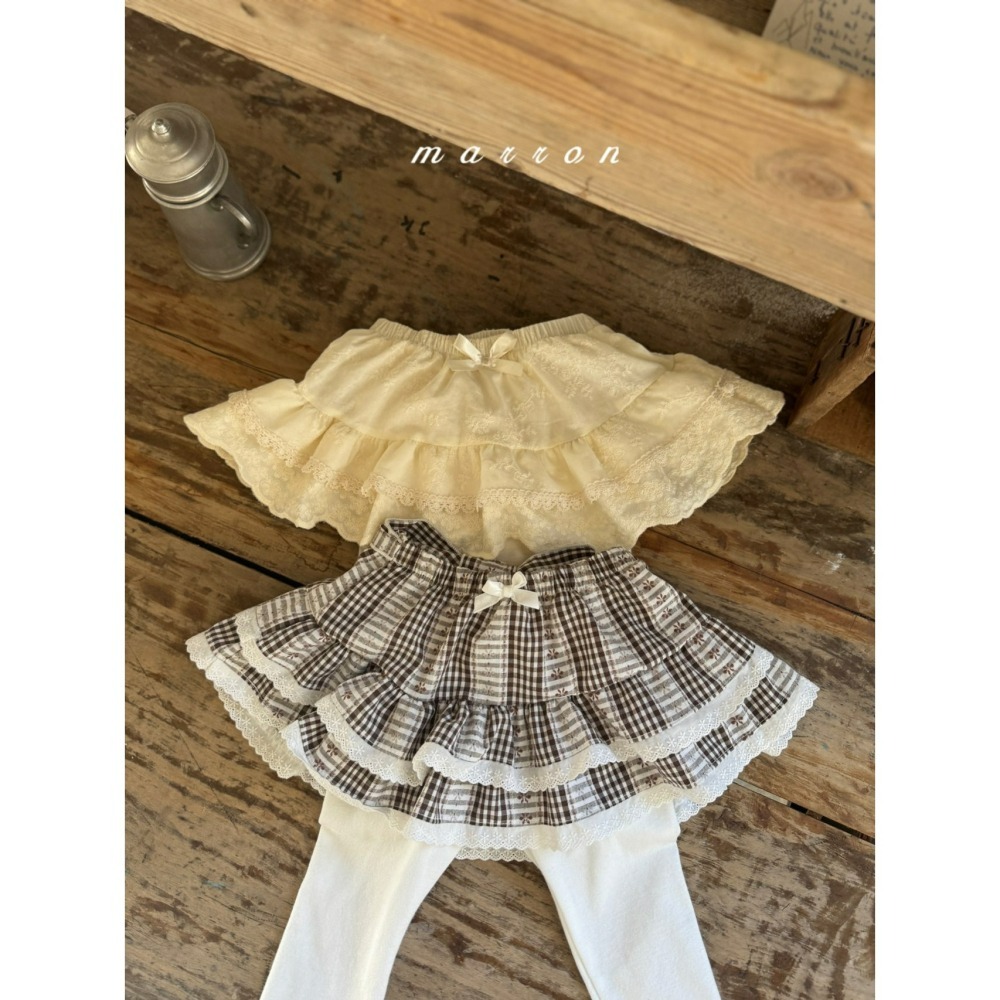 Marron 褲裙 마론 체크튜튜치랭스-細節圖6