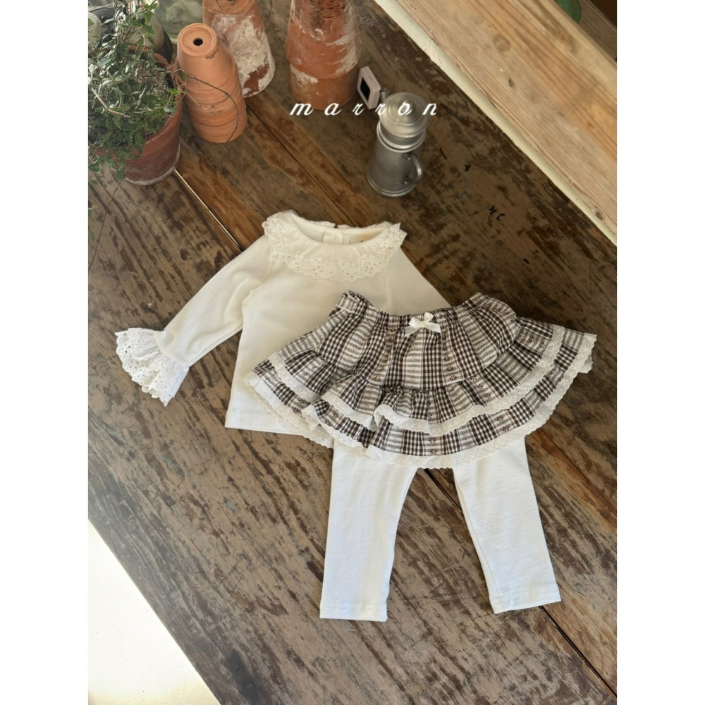 Marron 褲裙 마론 체크튜튜치랭스-細節圖7