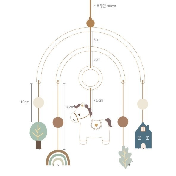 韓國 馬年寶寶木質床鈴 手作DIY 純棉半成品材料包 輕鬆簡單-細節圖2