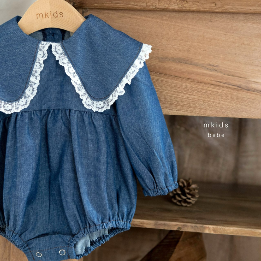 Mkids 包屁衣 엠키즈 로제데님슈트-細節圖2