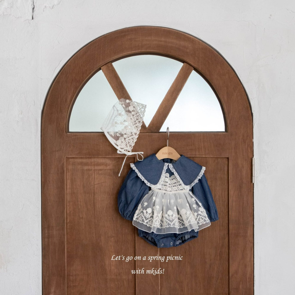 Mkids 包屁衣 엠키즈 로제데님슈트-細節圖4