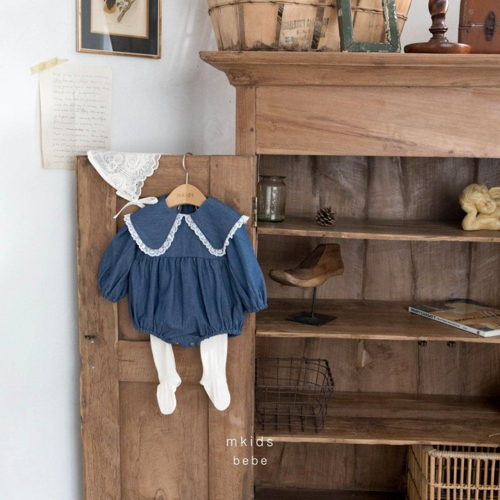 Mkids 包屁衣 엠키즈 로제데님슈트-細節圖5