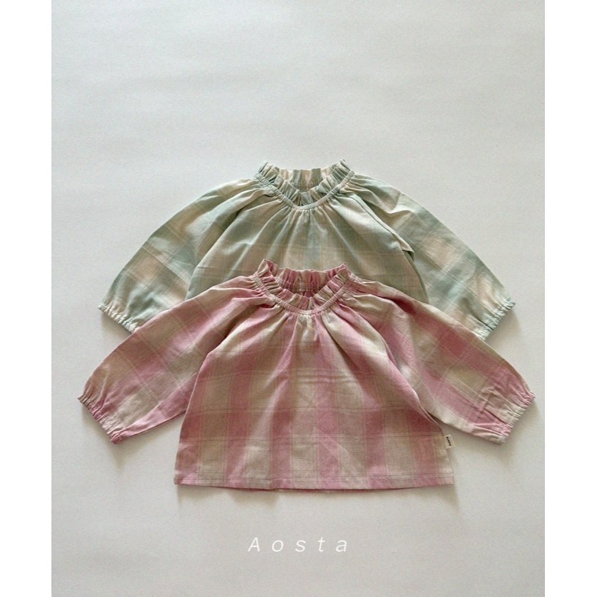 Aosta 上衣 아오스타 르체크블라우스-細節圖2